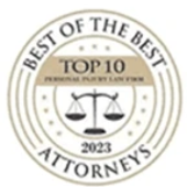 Badge of Best of the Best Attorneys Top 10 Personal Injury Firm 2023. This award was received by Big Chad Law.