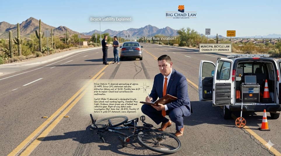 Bicycle crash liability explained in Arizona — Big Chad Law